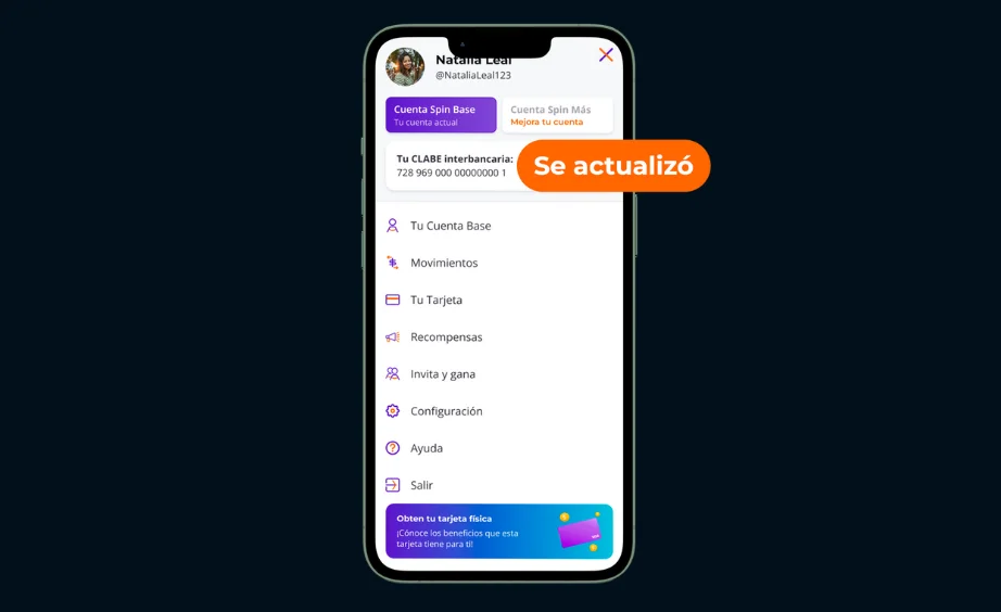 Nueva clabe en la app de SPIN by OXXO Nueva clabe en la app de SPIN by OXXO