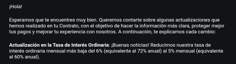Comunicado de cambios al contrato de DIDI Préstamos Comunicado de cambios al contrato de DIDI Préstamos