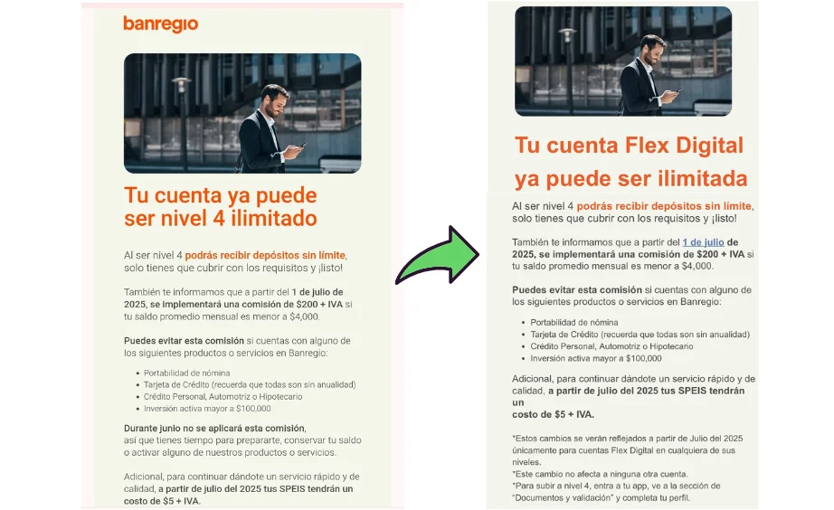 Fe de erratas de Banregio sobre cuenta flex digital