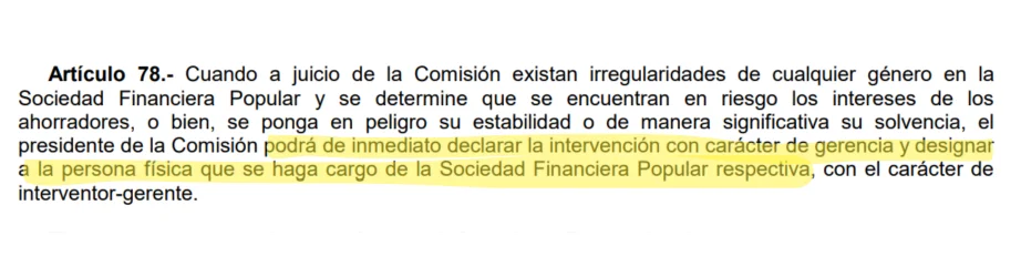 Fundamento legal de la intervención de CAME por la CNBV Fundamento legal de la intervención de CAME por la CNBV