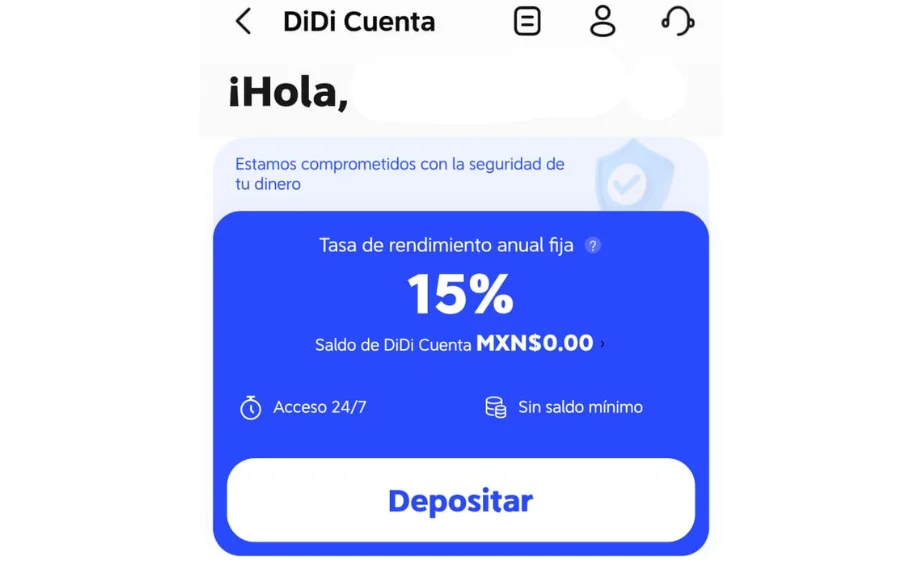 Tasa de rendimientos del 15% de DIDI CUENTA Tasa de rendimientos del 15% de DIDI CUENTA
