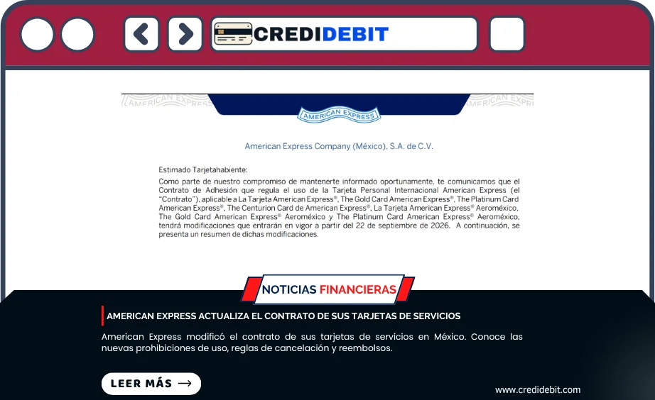 American Express actualiza el contrato de sus tarjetas de servicios