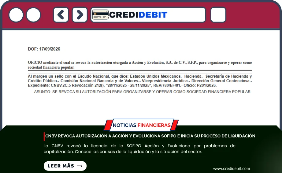 CNBV revoca autorización a Acción y Evoluciona