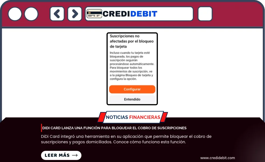 DiDi Card lanza una función para bloquear el cobro de suscripciones